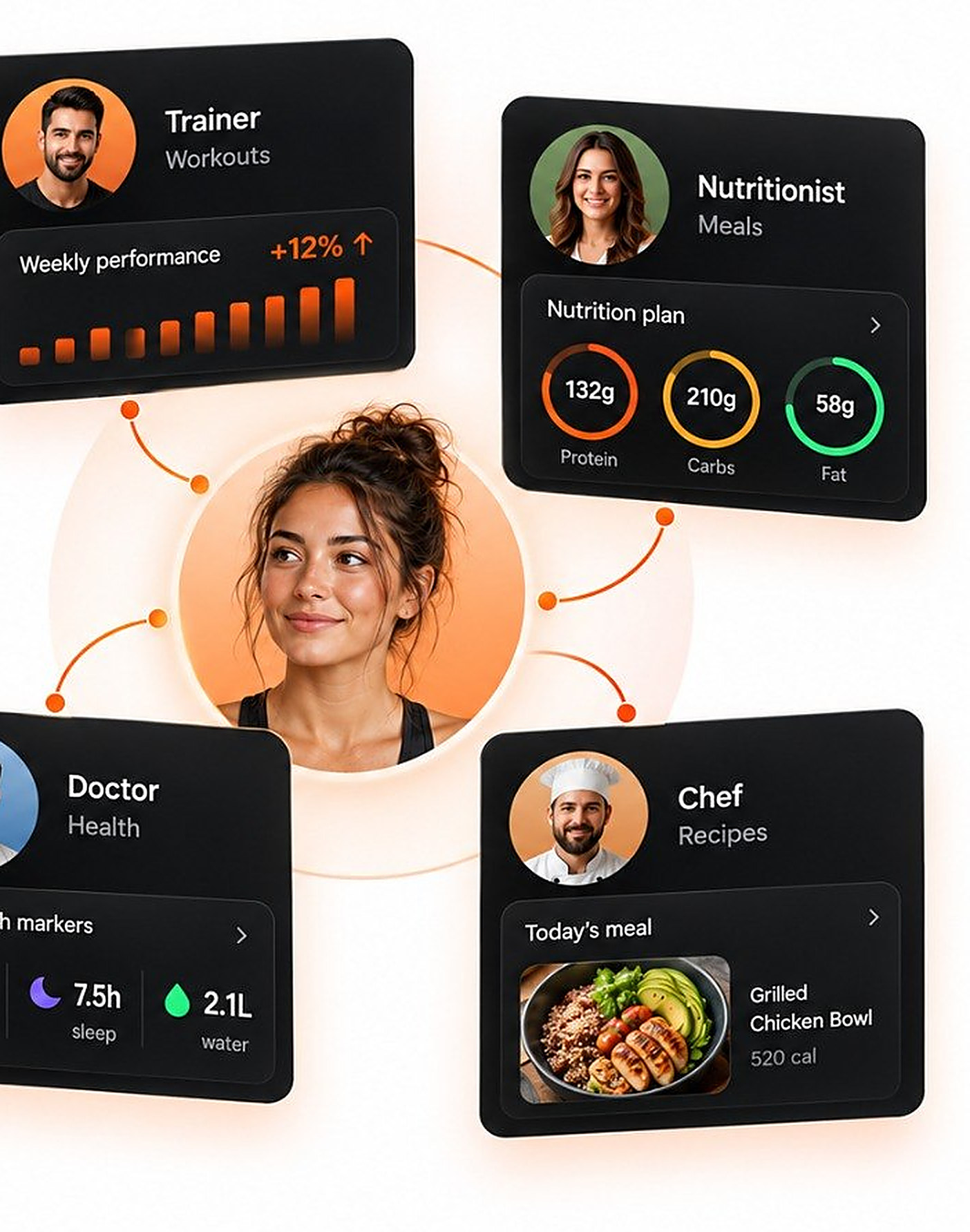 Concept artwork showing a health team connected around one member